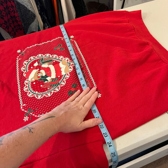 Vintage 90s Red Holiday Berry Christmas Bear Crewneck Sweatshirt Size XL USA - Picture 9 of 11